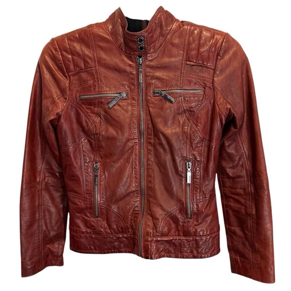 Bernardo Burgundy Women's 100% Leather Jacket - Size XS